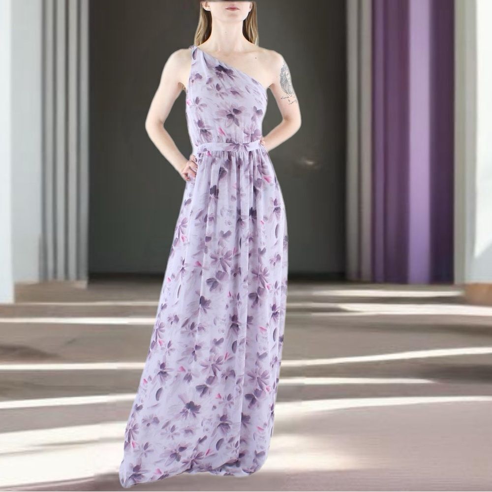 NWT Donna Karan one shoulder chiffon evening dress.  Size2